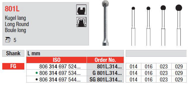 Diamantbor rund grøn G801L FG 016