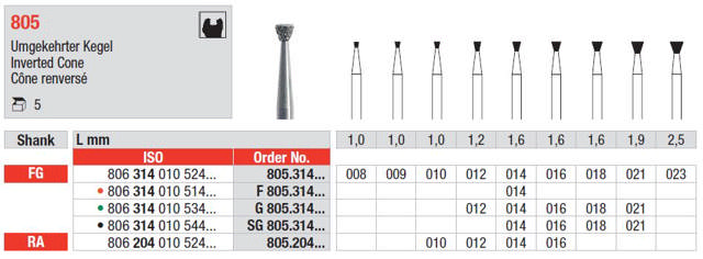 Diamantbor omvendt kegle 805 FG 012