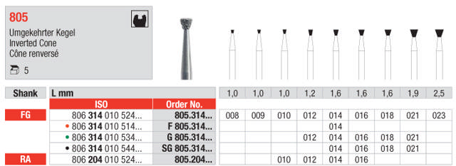Diamantbor omvendt kegle 805 FG 021