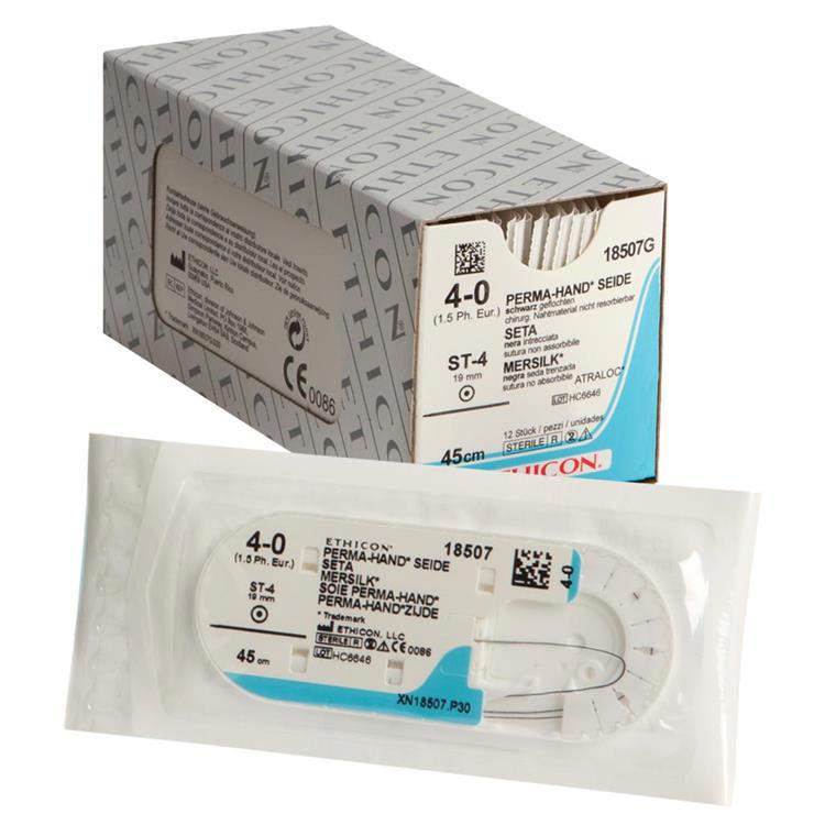 Ethicon silke sutur 18507G  ST-4/4-0 sort
