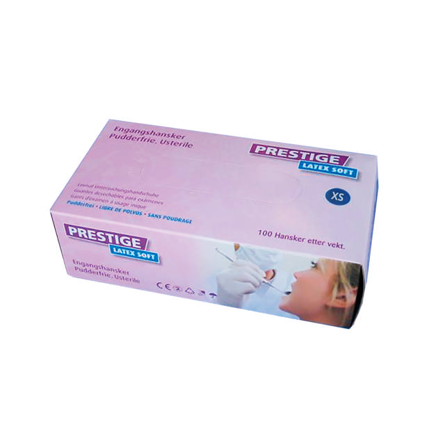 Prestige Latex handsker pudderfri hvid Str XS