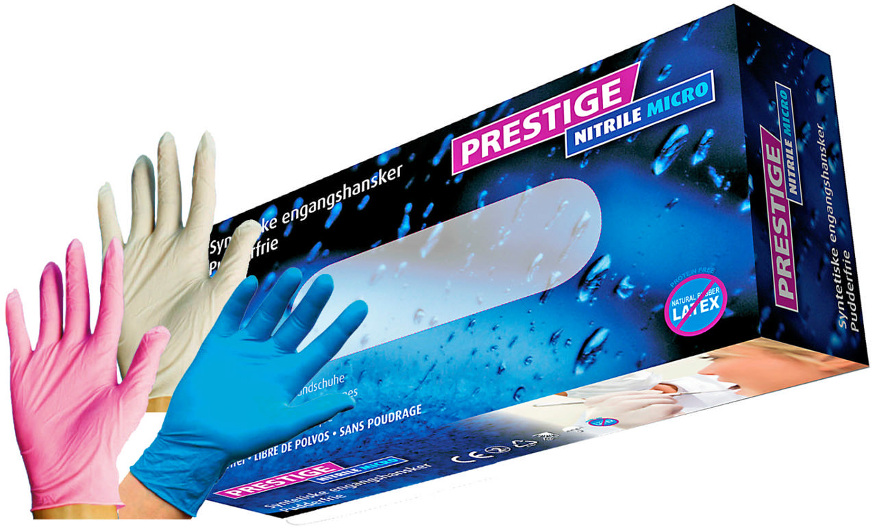 Prestige Nitrile Micro handsker hvid Str. L