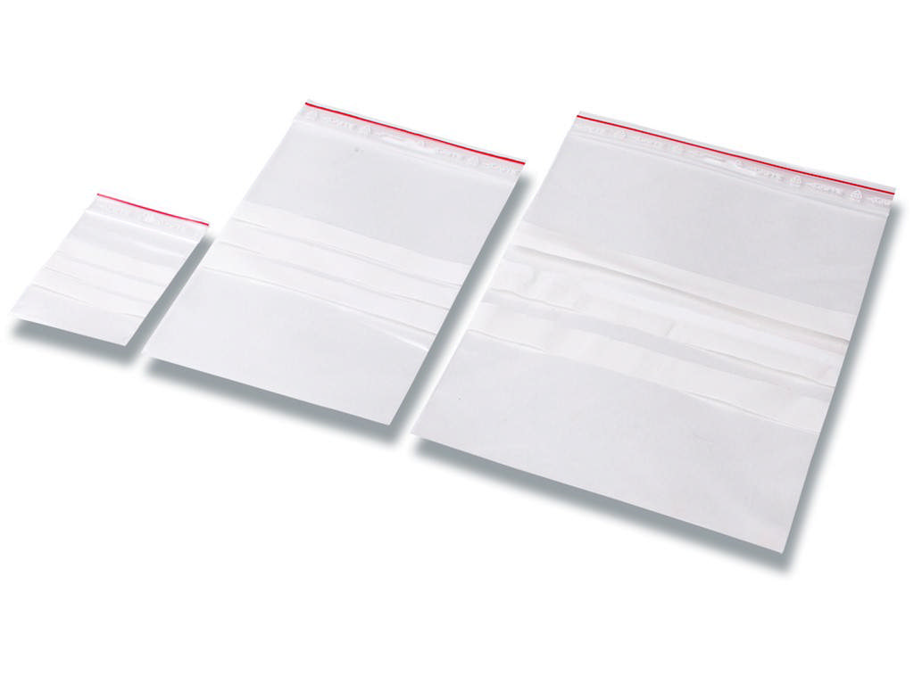 Plastposer m/lynlås og skrivefelt 10 x 15cm