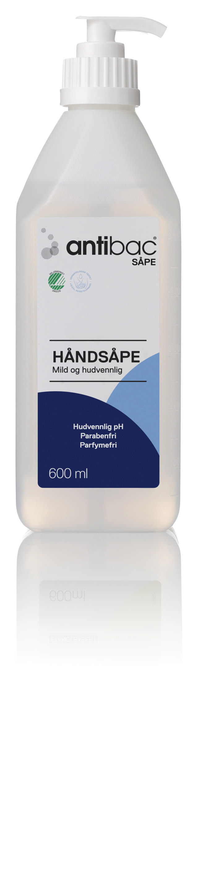 Antibac håndsæbe uden parfume pumpeflaske 600ml 600867