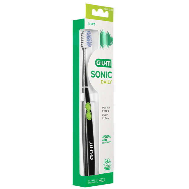 Gum Sonic Daily tandbørste m/batteri sort  4100MBK