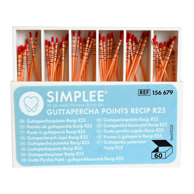 Simplee Recipfile Guttaperka points R25 28mm rød