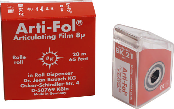 Artikulationsfolie rulle enk.sidet 8my rød BK21