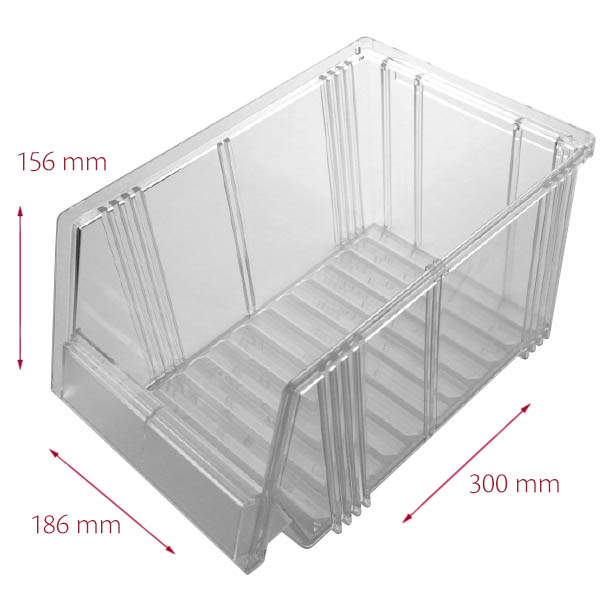 Hurtigkøb kasse 4Å 186 x 300 x 156 mm, klar, åben front