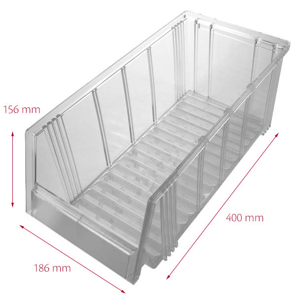 Hurtigkøb kasse 5Å 186 x 400 x 156 mm, klar, åben front