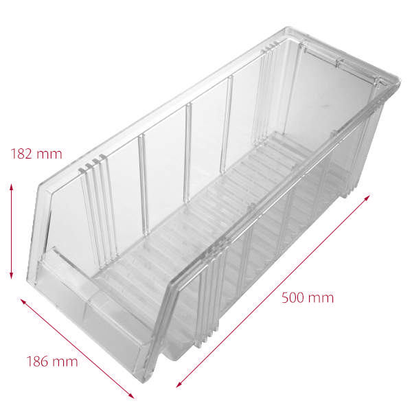 Hurtigkøb kasse 6Å 186 x 500 x 182 mm, klar, åben front