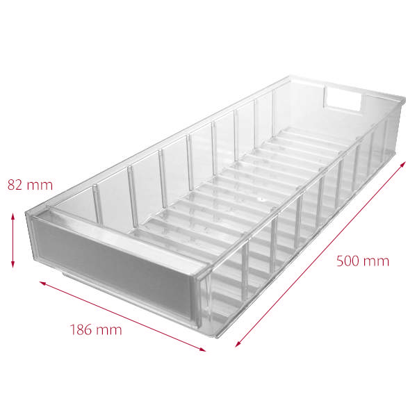 Hurtigkøb kasse 8 186 x 500 x 82 mm, klar, lukket front